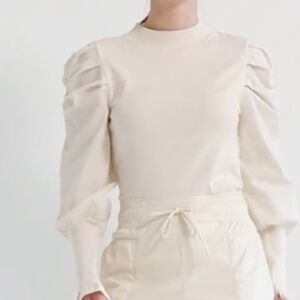 Melissa Nepton Puff Sleeve Fitted Sweater Style Blouse